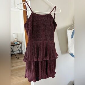 Open Back Sparkling Burgundy Mini Dress